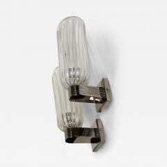 Pair Of Tall Murano Blown Nickel Wall Lights Pairs Available - 3044739