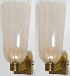 Pair Of Tall Murano Blown Wall Lights 2 Pairs Available UL Certified - 2383409