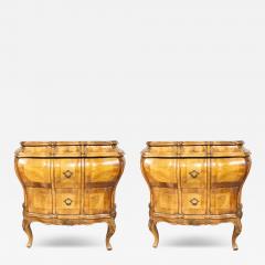 Pair Of Venetian Style Walnut Bombe Commodinis - 4219052