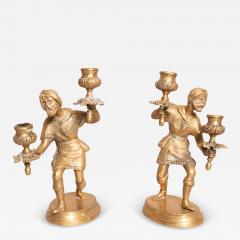 Pair Of Victorian Brass Figural Candlesticks - 4133219