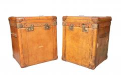 Pair Of Victorian Leather Army Officer Travel Chests - 4663181