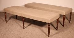 Pair Of Walnut Benches From The 19th Century - 3464698