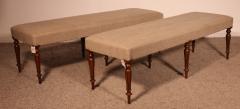 Pair Of Walnut Benches From The 19th Century - 3464701