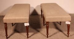 Pair Of Walnut Benches From The 19th Century - 3464703