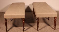 Pair Of Walnut Benches From The 19th Century - 3464704