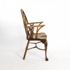 Pair Of Yew Wood Elm Gothic Windsor Arm Chairs Circa 1750 With Later Elements - 2769480