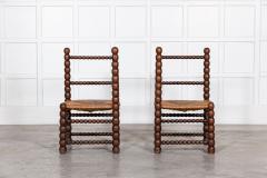 Pair Oversized 19thC French Oak Bobbin Chairs - 2862331