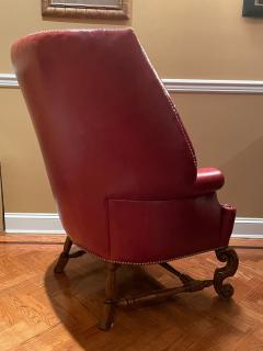 Pair Oversized Tufted Leather Wingback Lounge Chairs Georgian Finest Quality - 2821549