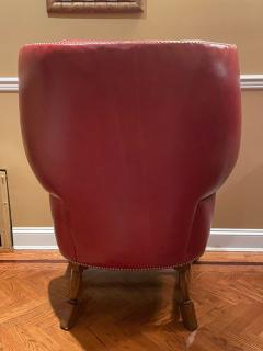 Pair Oversized Tufted Leather Wingback Lounge Chairs Georgian Finest Quality - 2821552