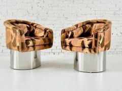 Pair PACE Collection Stainless Steel Swivel Lounge Chairs 1970 - 4313902