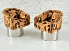 Pair PACE Collection Stainless Steel Swivel Lounge Chairs 1970 - 4313905