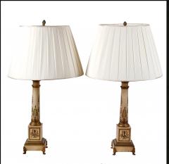Pair Painted Tole Empire Style Lamps 20th Century - 4812808