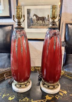 Pair Pierre Adrien Dalpayrat Art Nouveau Vases as Lamps c 1914 1925 - 4736503