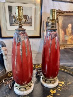 Pair Pierre Adrien Dalpayrat Art Nouveau Vases as Lamps c 1914 1925 - 4736505