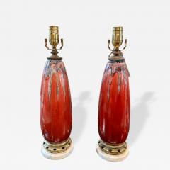 Pair Pierre Adrien Dalpayrat Art Nouveau Vases as Lamps c 1914 1925 - 4737774