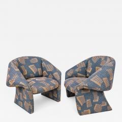 Pair Post Modern Sculptural Ribbon Lounge Chairs 1980 - 4810998