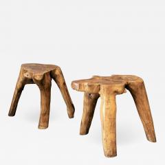 Pair Primitive Teak Root Side End Tables - 1942230