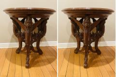 Pair R J Horner End Tables Side or Pedestal Tables Carved Inlaid Rare - 2922220