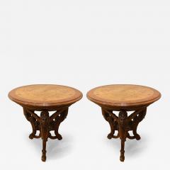 Pair R J Horner End Tables Side or Pedestal Tables Carved Inlaid Rare - 2927719