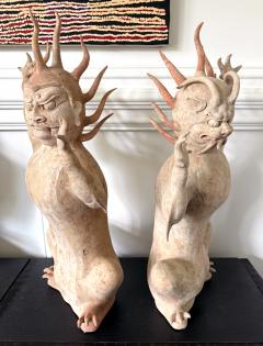 Pair Rare and Important Chinese Ceramic Tomb Guardians Tang Dynasty with TL Test - 4600862