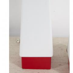 Pair Red and White Mid Century Lamps - 2006635