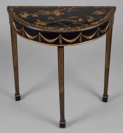 Pair Regency Chinoiserie Demi Lune Tables - 1651235