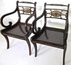 Pair Regency Faux Japanned and Parcel Gilt Arm Chairs Circa 1810 - 677491