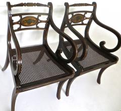 Pair Regency Faux Japanned and Parcel Gilt Arm Chairs Circa 1810 - 677492