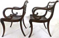 Pair Regency Faux Japanned and Parcel Gilt Arm Chairs Circa 1810 - 677494