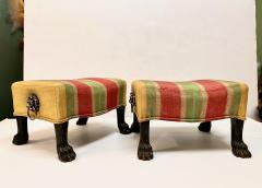 Pair Regency Hairy Paw Foot Stools - 1916554