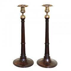 Pair Regency Turned Mahogany Candlesticks - 3937192