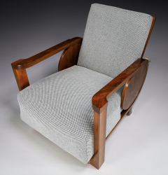 Pair Restored 1920s Austrian Art Deco Walnut Lounge Chairs - 2543079