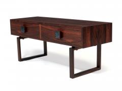 Pair Rosewood Blue Tile Cabinets Nightstands - 3599056