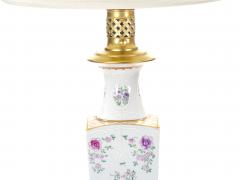 Pair Samson Hand Painted Porcelain Table Lamps With Gilt Gold Accent Wood Base - 3885585