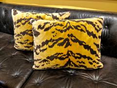 Pair Scalamandre Le Tigre Silk Velvet Pillows - 1405109