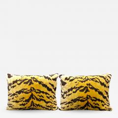 Pair Scalamandre Le Tigre Silk Velvet Pillows - 1408261