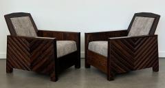 Pair Scandinavian 1920s Solid Wenge Modernist Club Chairs - 2943956