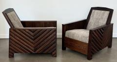 Pair Scandinavian 1920s Solid Wenge Modernist Club Chairs - 2943958