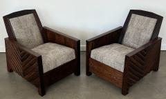 Pair Scandinavian 1920s Solid Wenge Modernist Club Chairs - 2943959