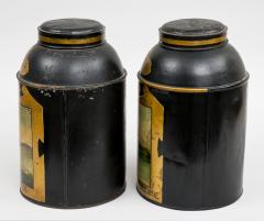 Pair Scottish Tole Tea Canisters Circa 1850 - 1662527