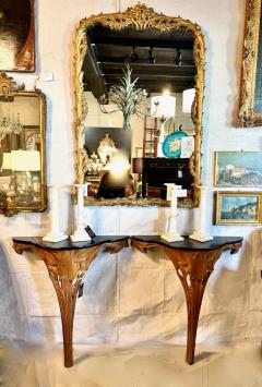 Pair Serge Roche Style Carved Wood Consoles - 4463584