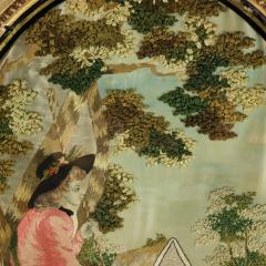 Pair Silkwork Embroidered Pictures of Shepherd Shepherdess - 4323657