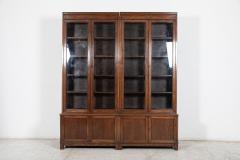 Pair Slim English Oak Glazed Bookcases - 2507285