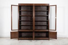 Pair Slim English Oak Glazed Bookcases - 2507287