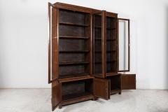 Pair Slim English Oak Glazed Bookcases - 2507290