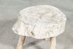 Pair Small French Bleached Elm Side Tables Stools - 3159016