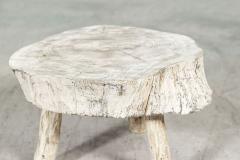 Pair Small French Bleached Elm Side Tables Stools - 3159017
