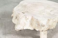 Pair Small French Bleached Elm Side Tables Stools - 3159021