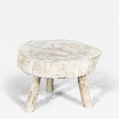 Pair Small French Bleached Elm Side Tables Stools - 3160573