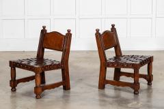Pair Spanish Mid 20thC Brutalist Walnut Chairs - 4503196